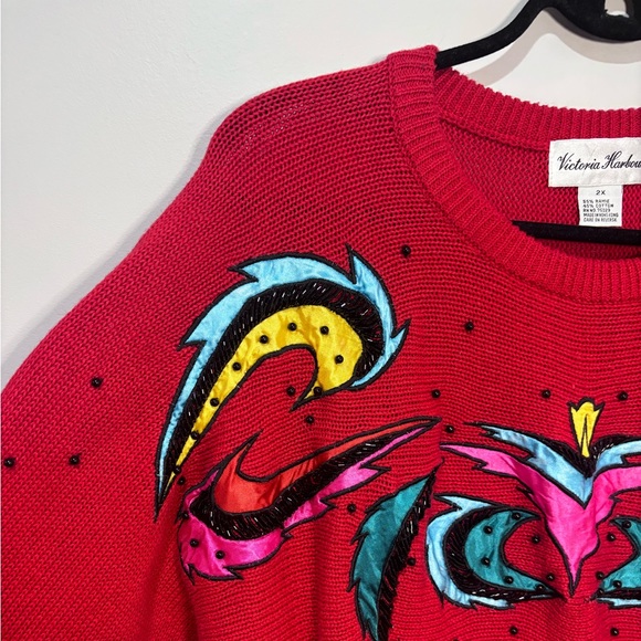 Vintage Red Sweater with Beading detail - Picture 3 of 5